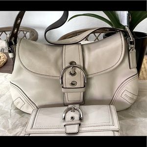 COACH Off White Leather HOBO Shoulder Bag w/wallet